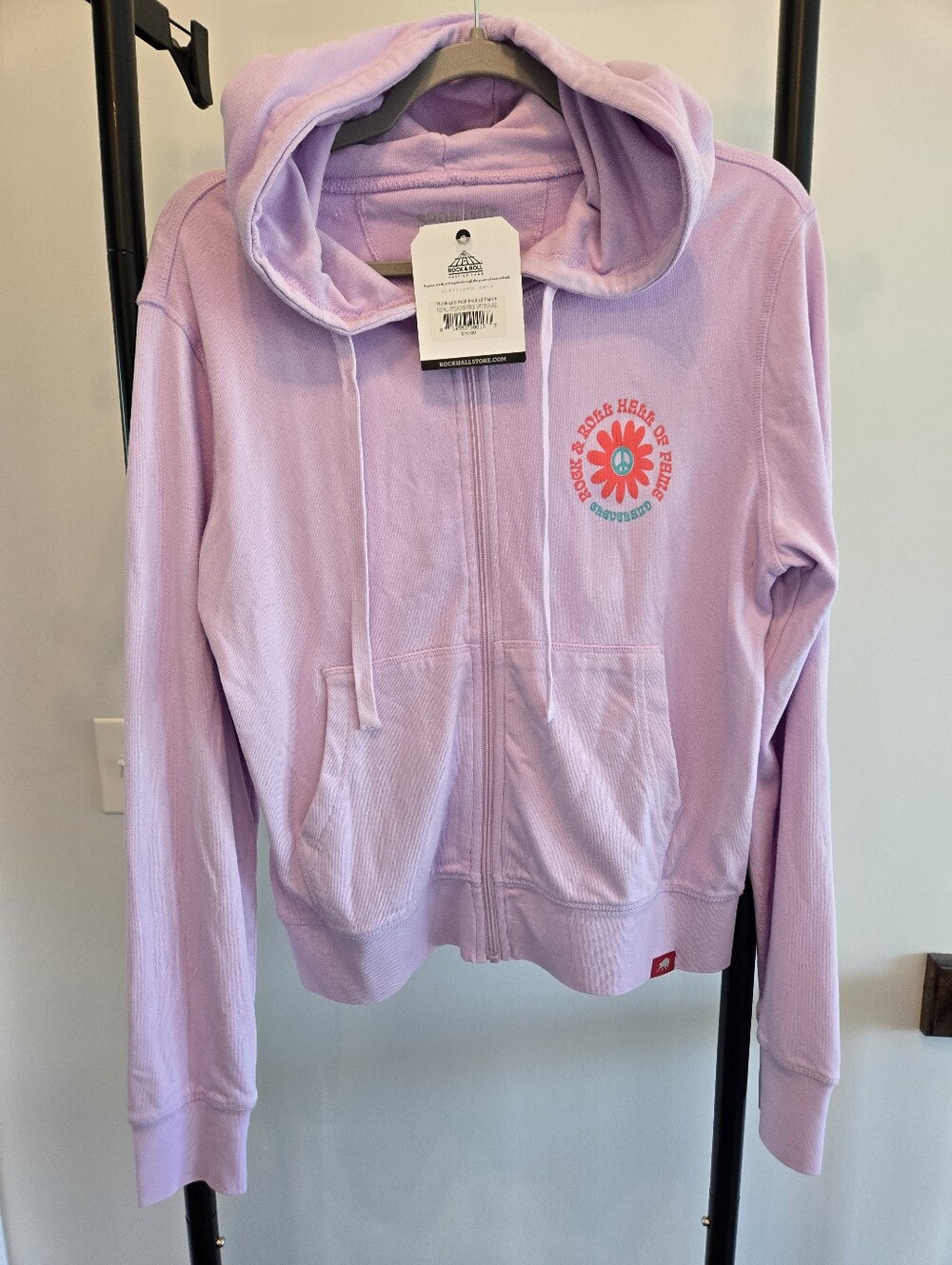NWT Rock & Roll Hall of Fame Lavender Zip Up Hoodie Women's Sweatshirt Large